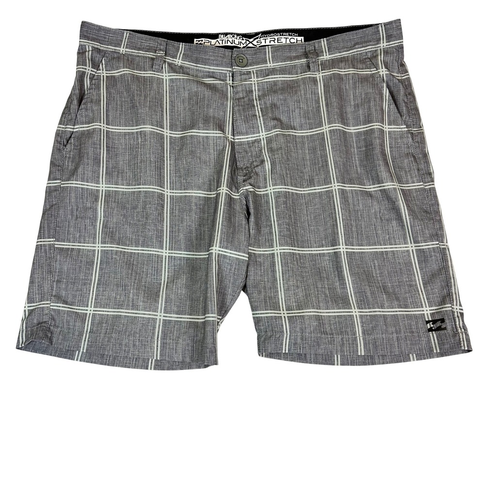 Billabong Platinum X Hydrostretch Board Shorts Mens 42 Gray Plaid Hybrid